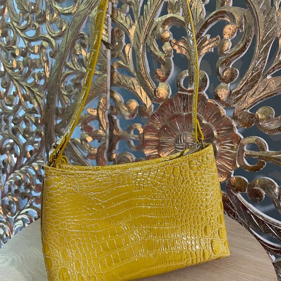 Brahmin Bags Brahmin Embossed Yellow Leather Shoulder Bag Poshmark
